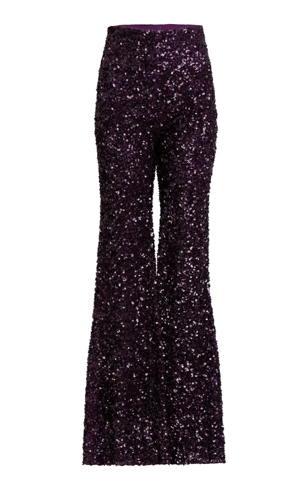 Avellino Sequined Flared-Leg Pants