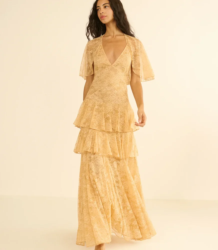 Gwyneth Dress in Beige Pearl
