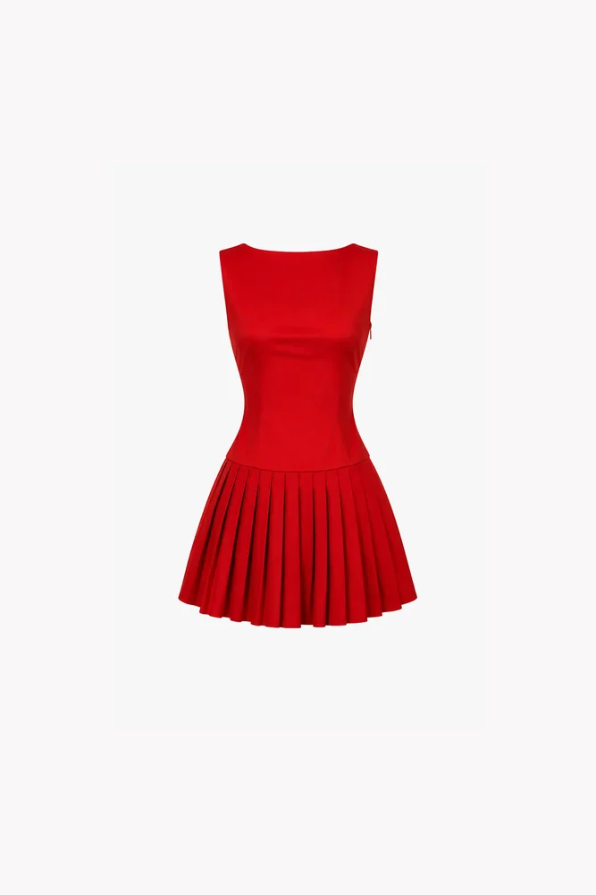 Poplin Mini Dress (Red)