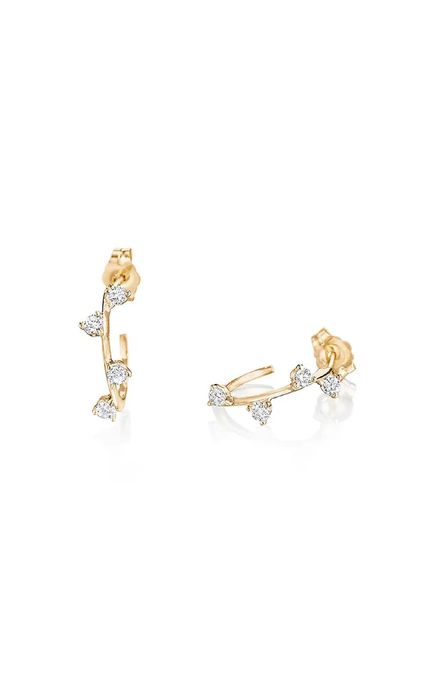 Space 14K Yellow Gold Diamond Earrings