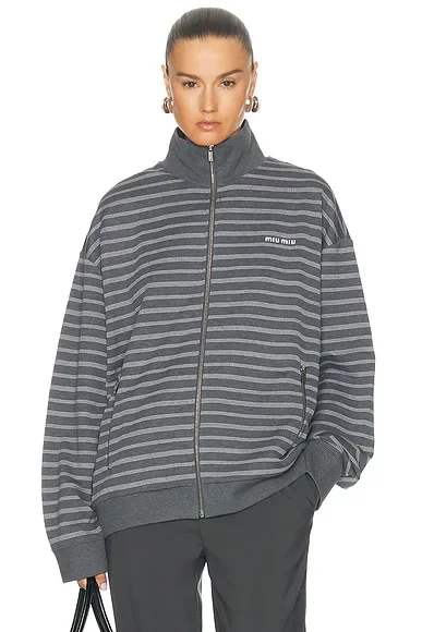 Felpa Righe Zip Up Jacket