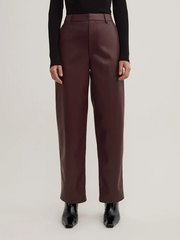 Faux Leather Barrel Trouser