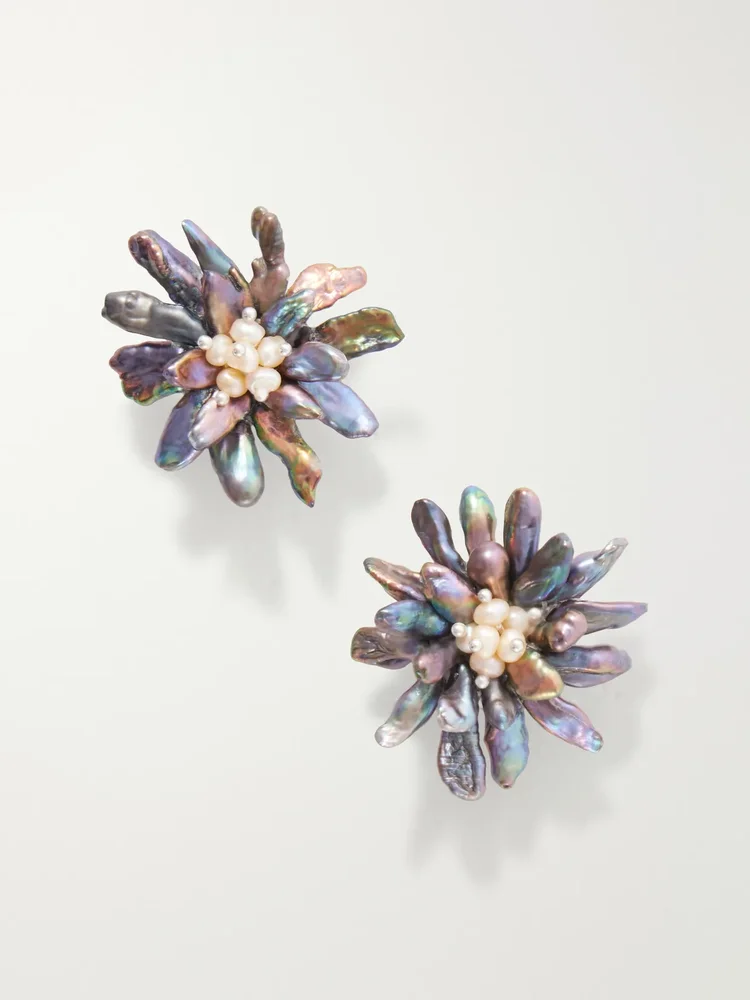 Pearlanna crystal silver-tone earrings
