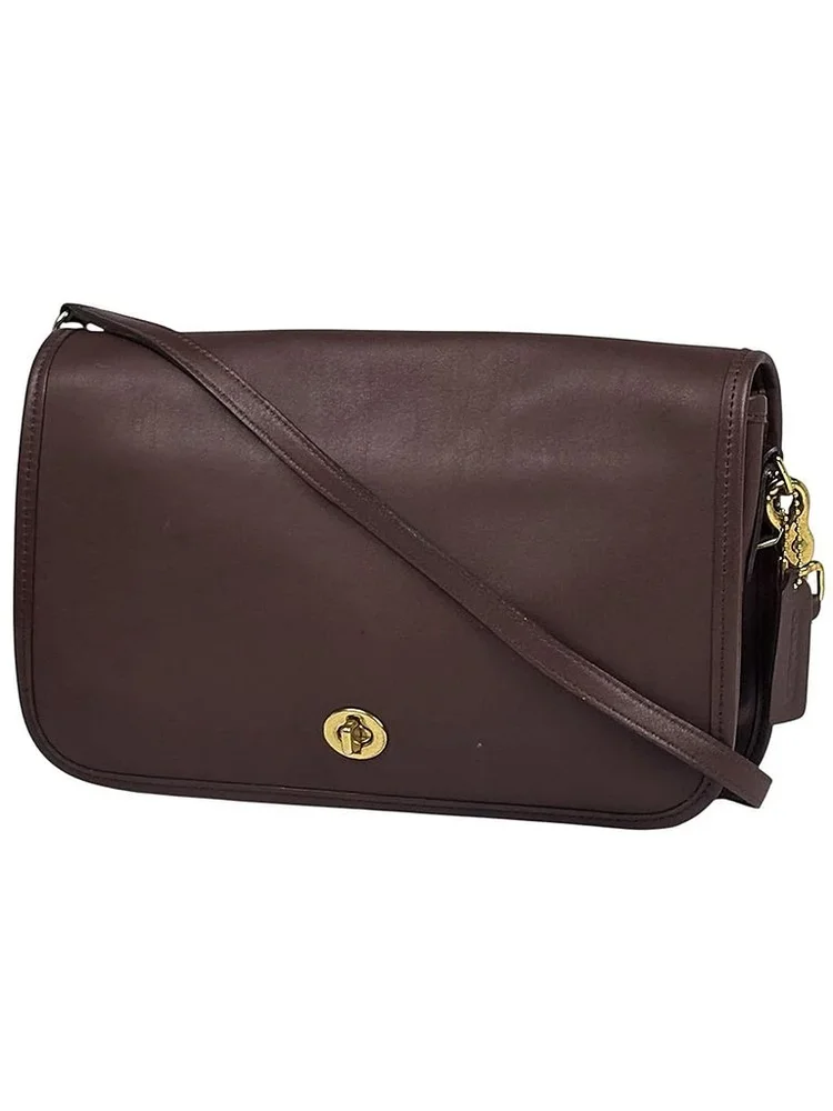 Pre-Owned Vintage Turnlock Flap Shoulder Bag, Brown