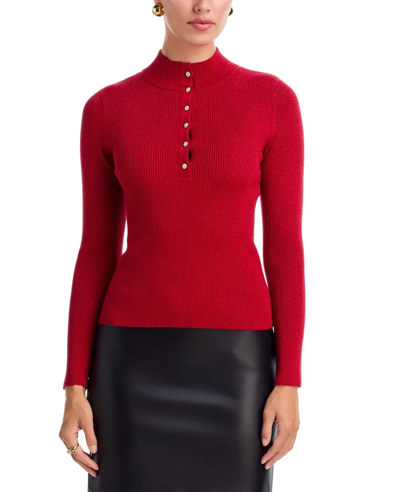 Mock Neck Rib Knit Sweater