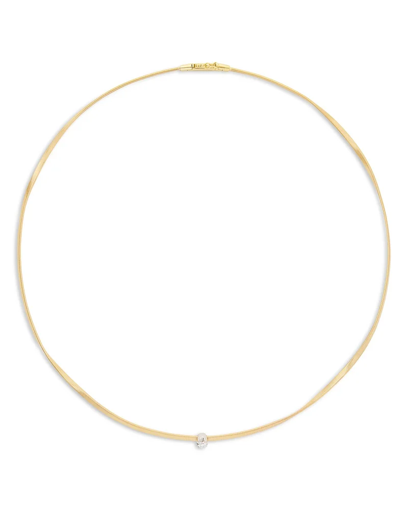 18K White & Yellow Gold Marrakech Diamond Solitaire Collar Necklace, 16.5"
