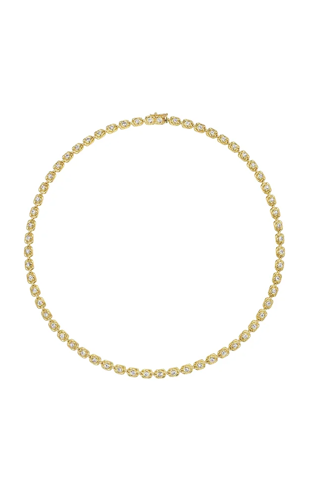 Romantica I 14K Yellow Gold Diamond Tennis Necklace