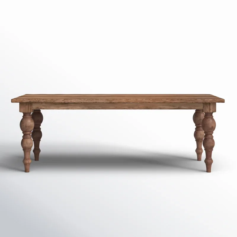 Campbell Rectangular Reclaimed Mindi Wood Carved 4-Leg Dining Table