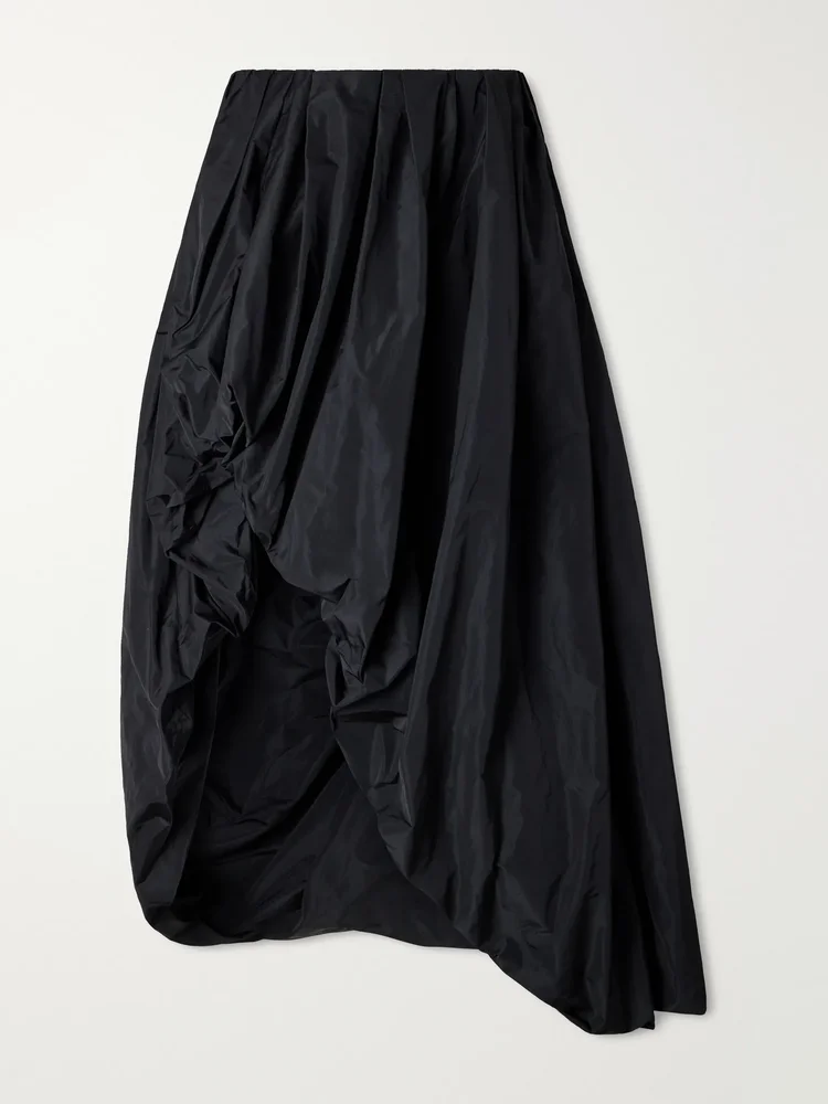 Asymmetric shell midi skirt