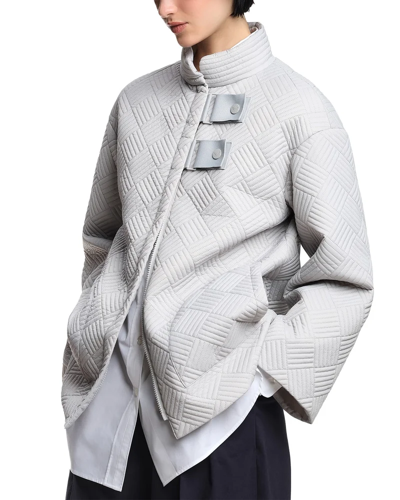Geometric Quilted Peacoat