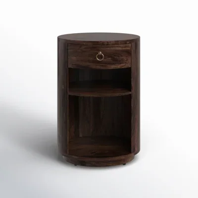 Aviel Drum End Table with Storage