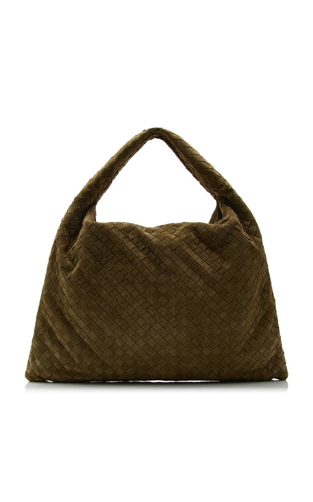 Large Hop Intrecciato Suede Bag