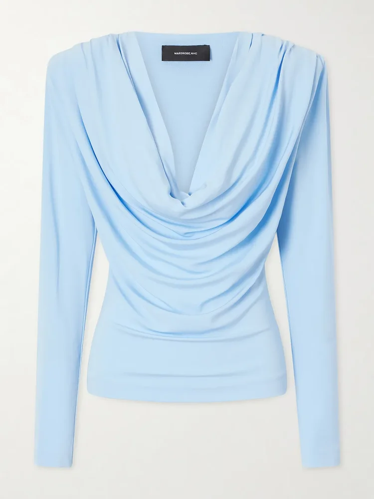 Draped crepe-jersey top