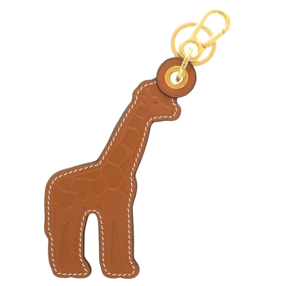 loewe Giraffe Charm Leather Brown and Yellow Handbag Charm