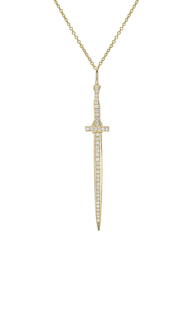 Large Drippin' Dagger 14K Yellow Gold Diamond Necklace