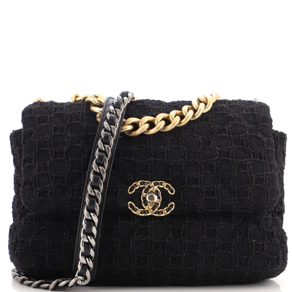 Chanel 19 Flap Bag Quilted Tweed Large