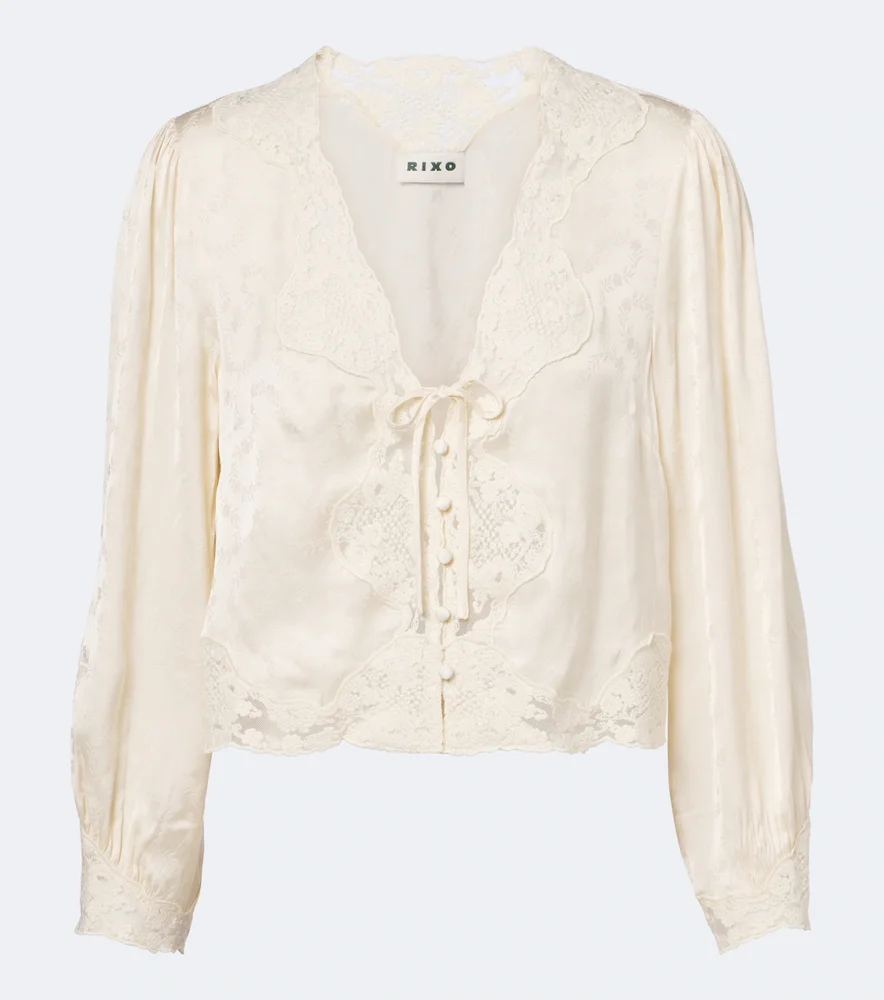 Tove embroidered floral satin blouse