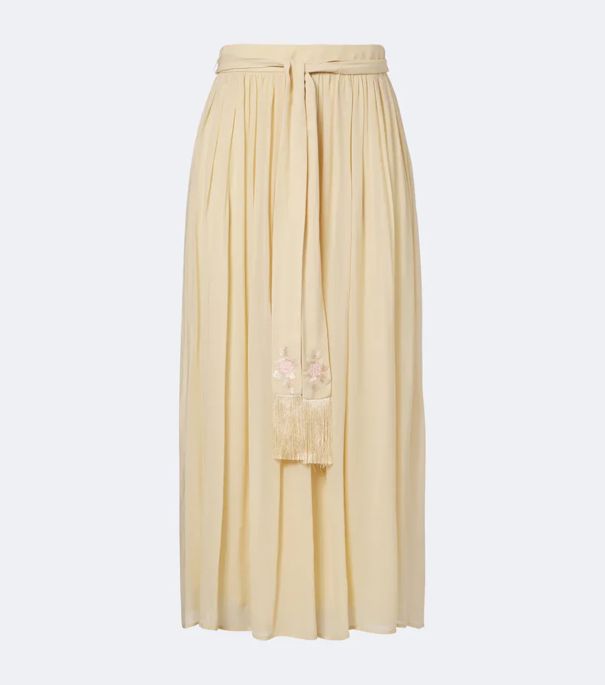 Valiant belted pleated midi skirt