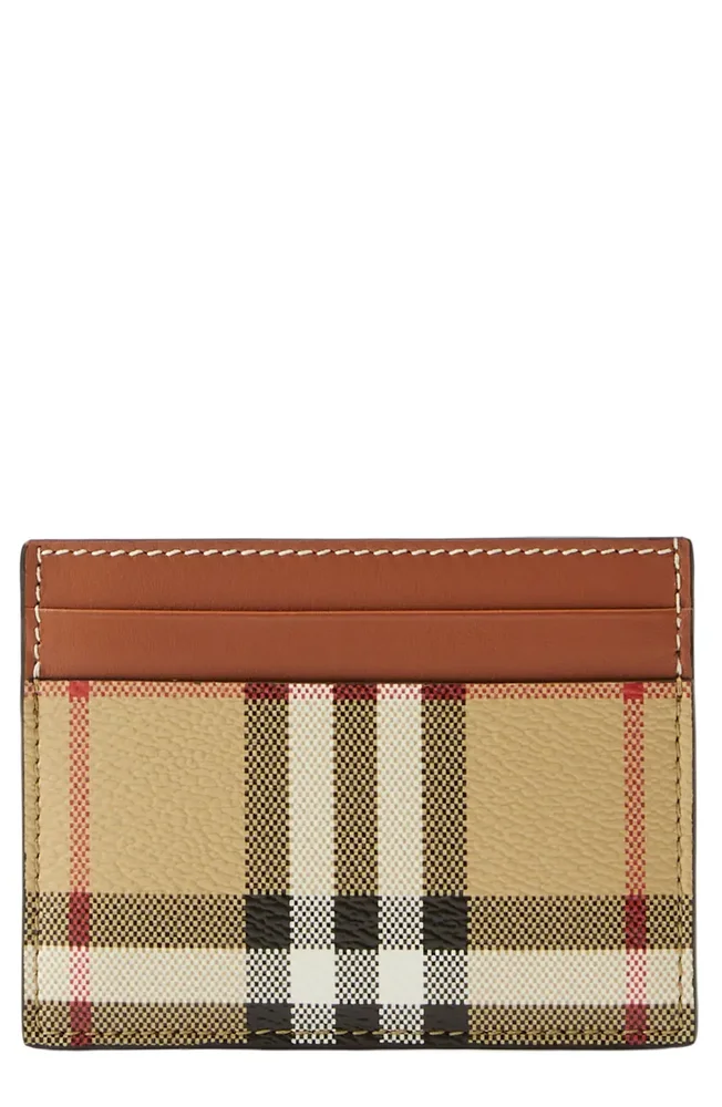 Sandon Check Canvas & Leather Card Case