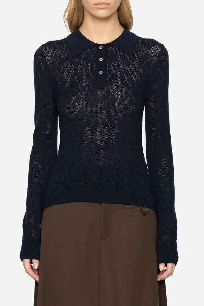 SEA NEW YORK — Jane Polo Sweater Navy