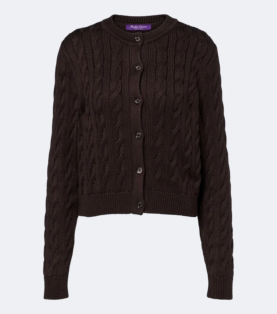 Cable-knit silk cardigan