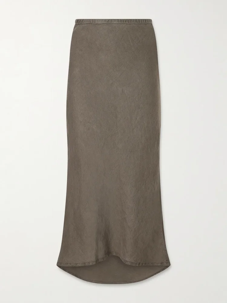 Linen midi skirt