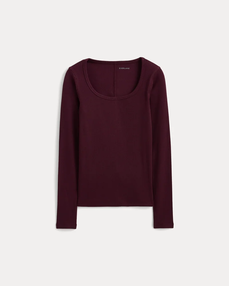 Effortless Rib Classic Long Sleeve | Deep Plum
