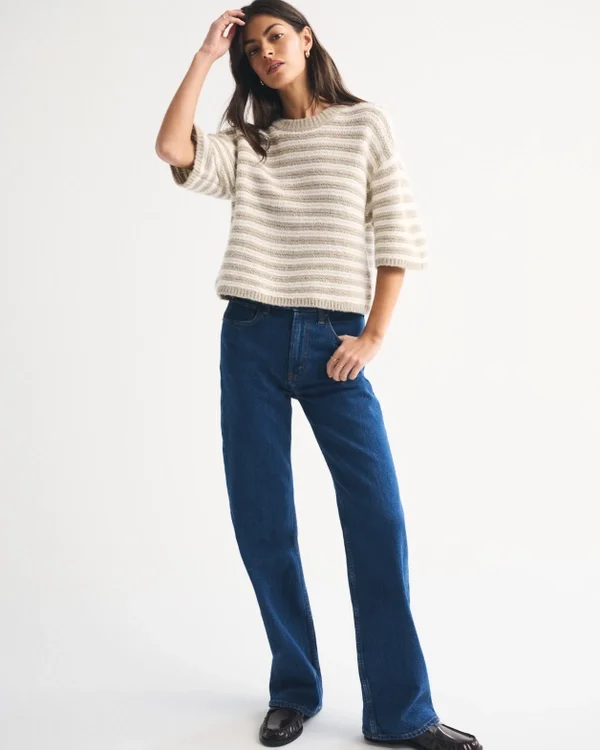 Abercrombie and Fitch Oversized Textural Stitch Sweater Tee