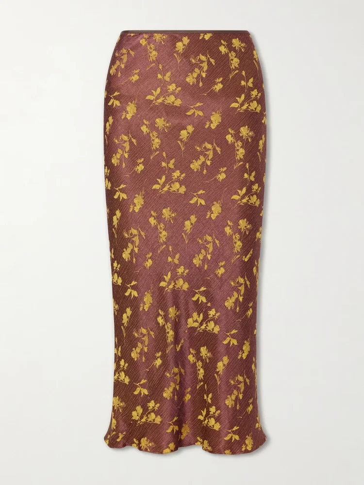 Floral-jacquard cloqué midi skirt