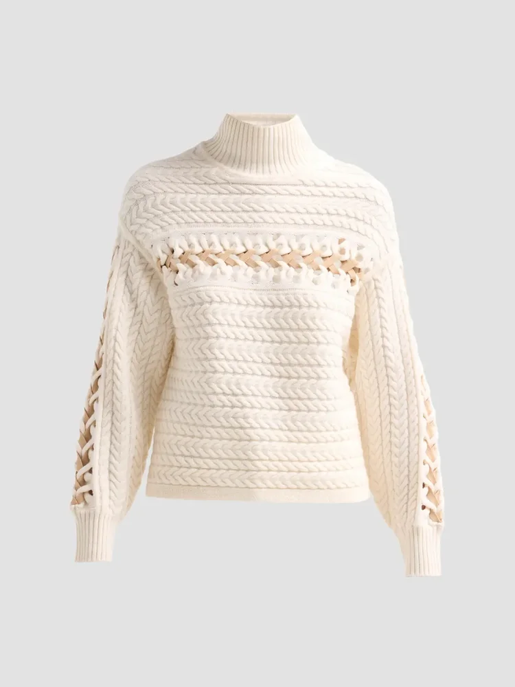 Nina Wool Threaded-Knit Sweater