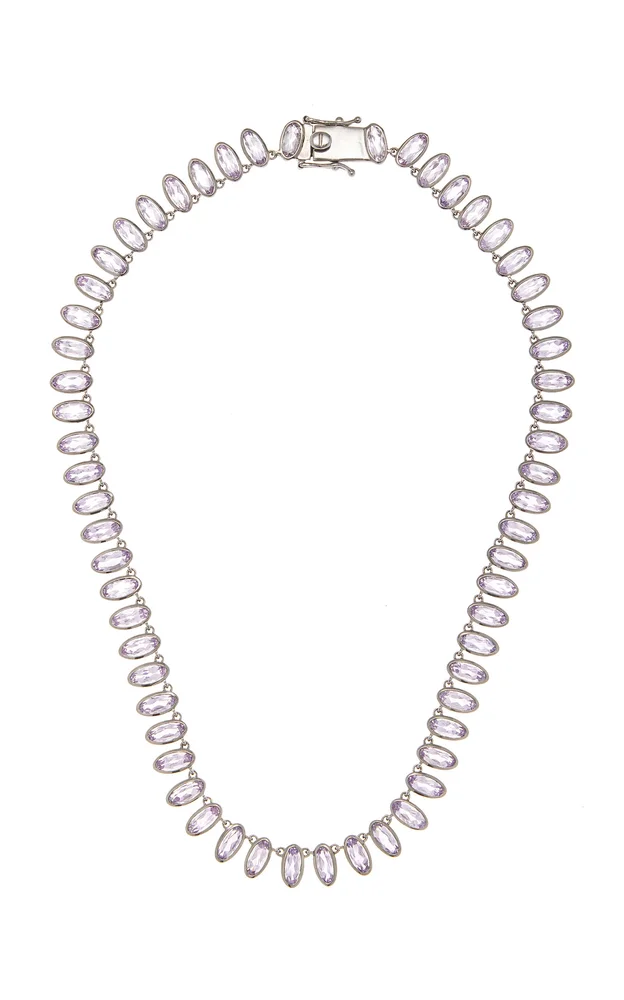 Nakard Small Elliptic Riviere Sterling Silver Rose Of France Necklace