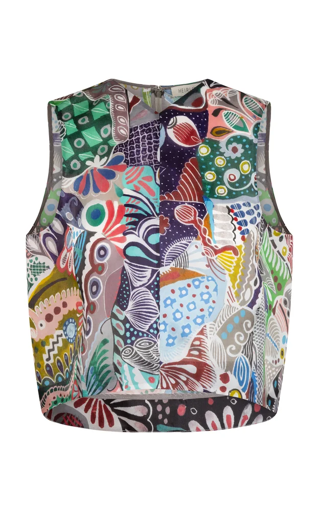 Val Sleeveless Printed Silk Top