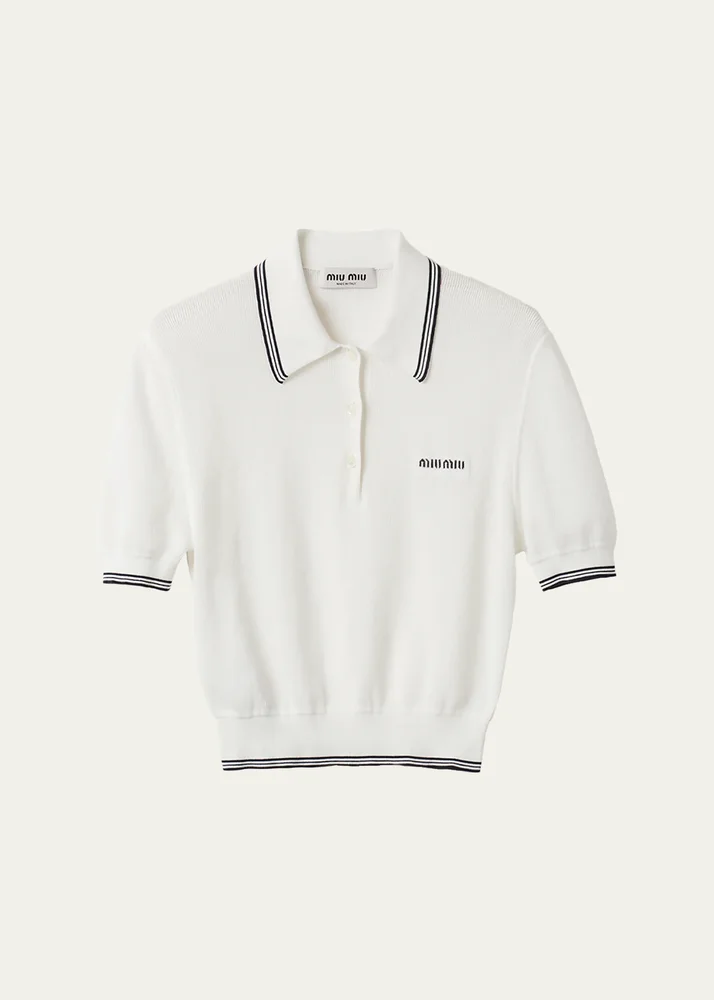 Short-Sleeve Crop Polo Shirt
