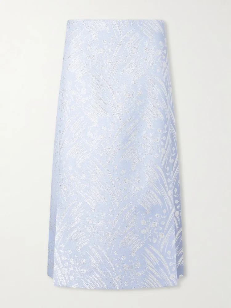 Metallic jacquard-knit midi skirt