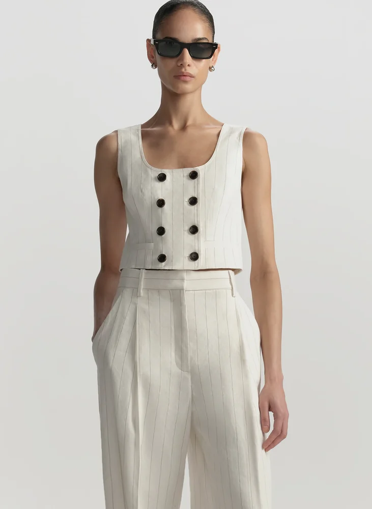 Darcy Linen Pinstripe Top