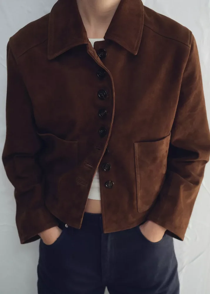 Suede jacket with buttons - Women