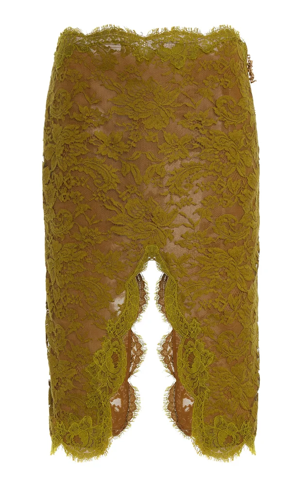Cotton-Blend Lace Knee-Length Skirt