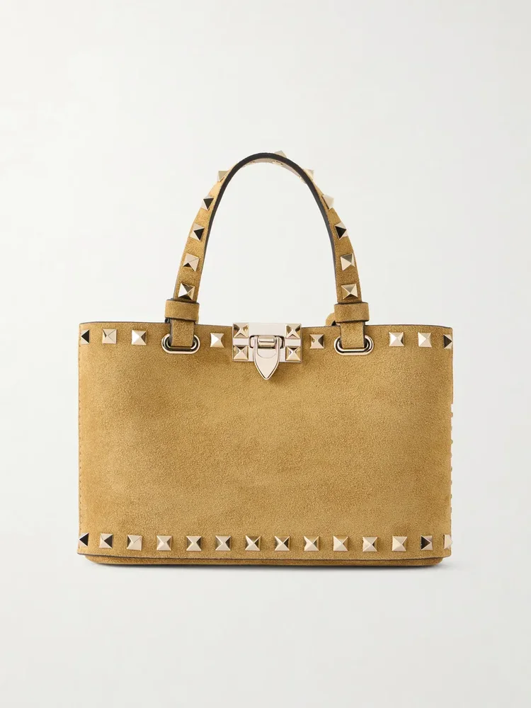 Rockstud mini embellished suede tote