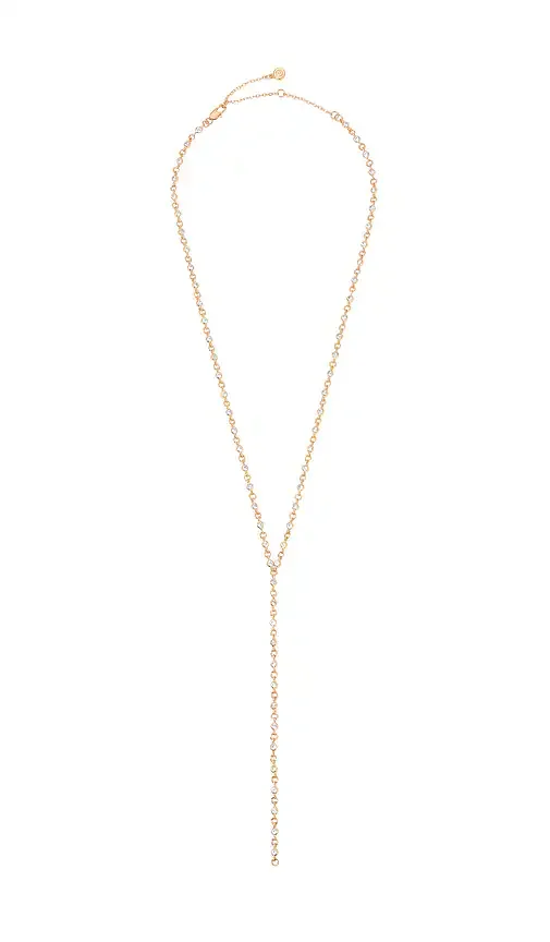 Dainty Crystal Disc Chain Lariat Necklace Ettika