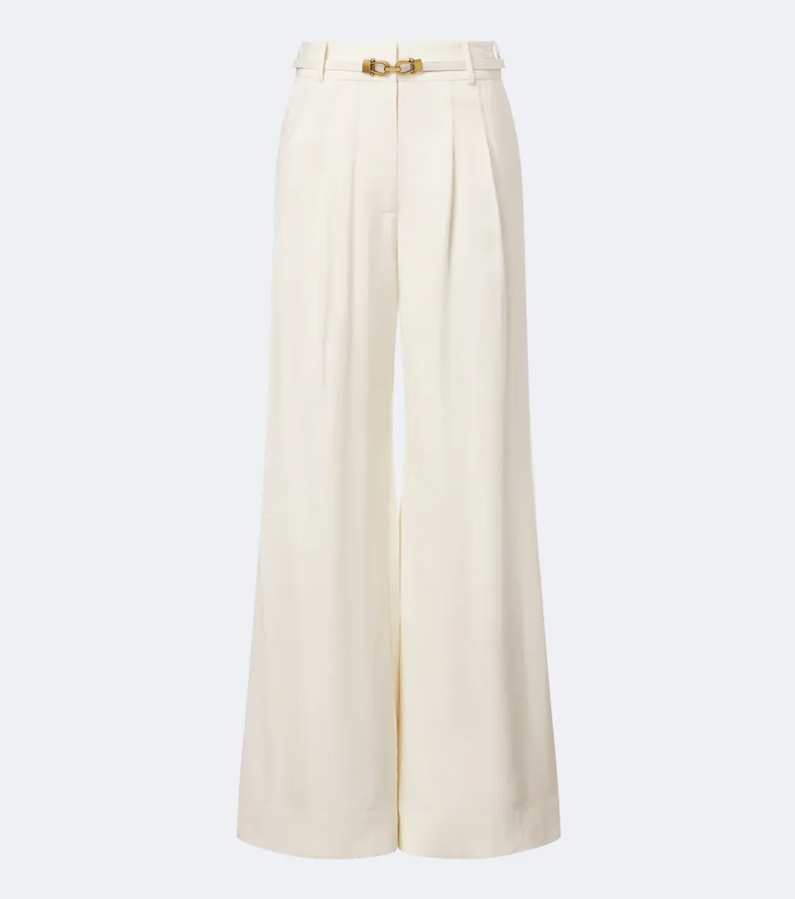 Belted wide-leg pants