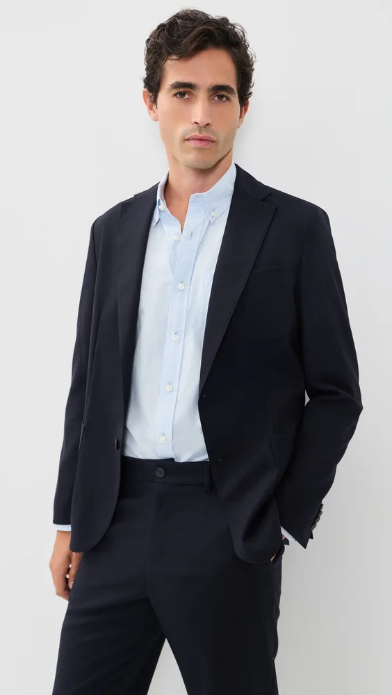 Slim Fit Wool Blazer (Dark Blue)