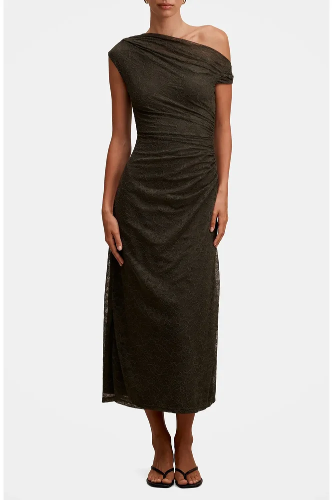 Paris Asymmetric Lace Midi Dress
