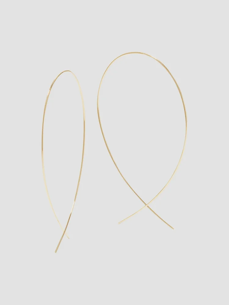 14K Yellow Gold Large Upside-Down Wire Hoop Earrings