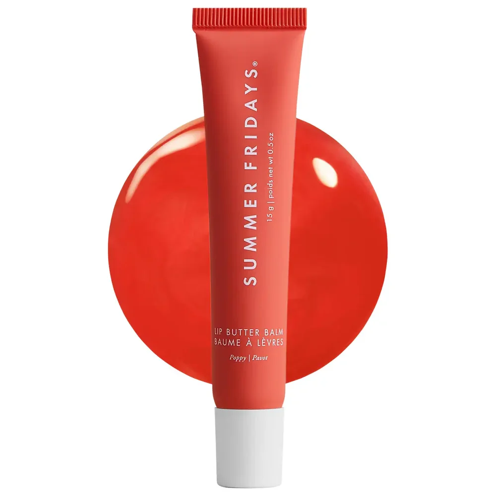 Lip Butter Balm Treatment for Hydration + Nourishing Shine in Poppy