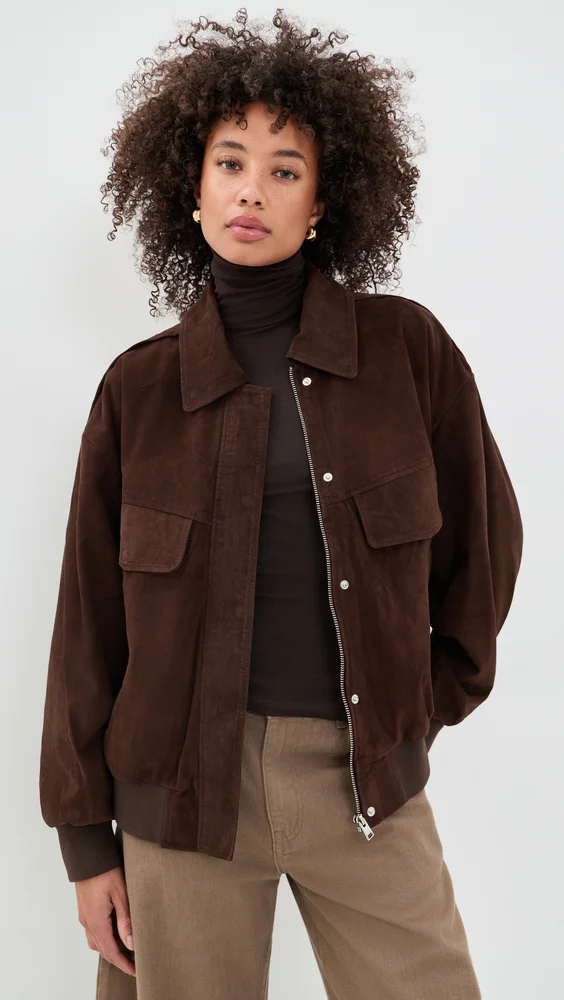 Trevanna Suede Bomber Jacket