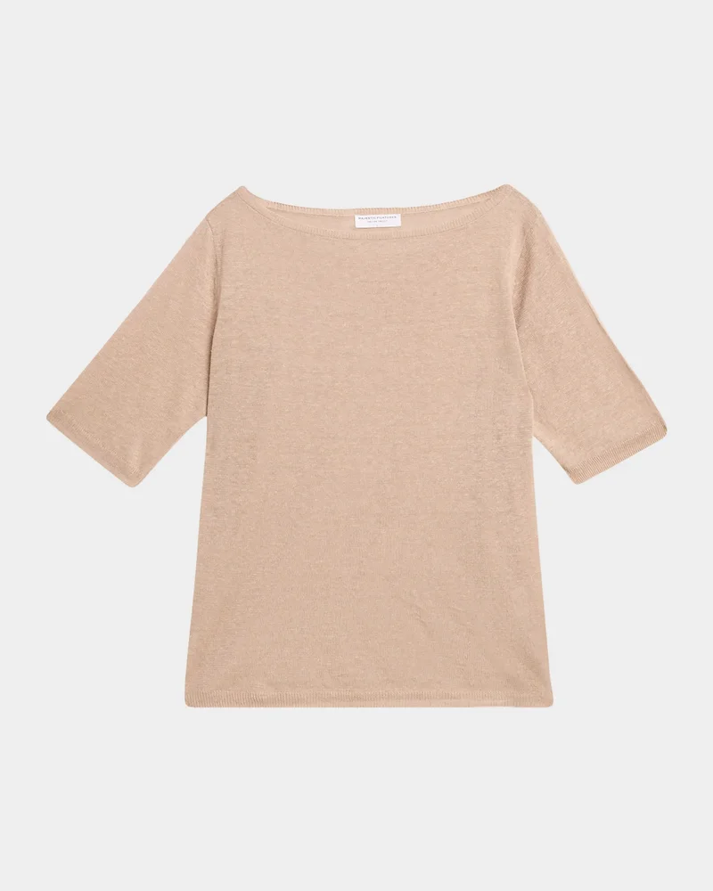 Bateau-Neck Linen Knit Top