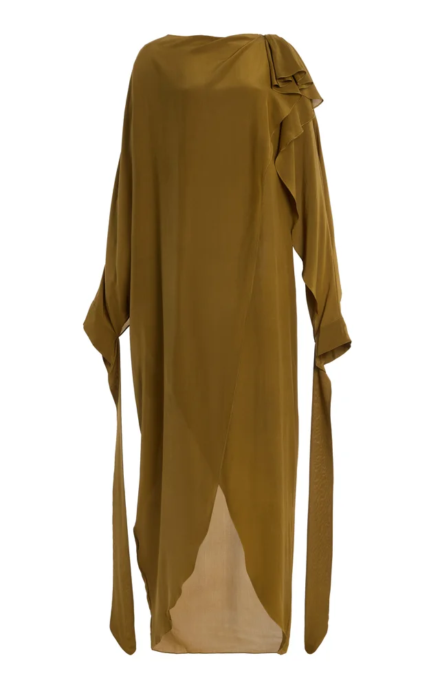 Eileen Draped Silk Crepe De Chine Caftan Dress