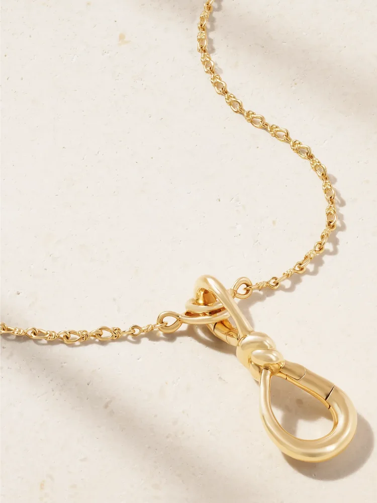 Small True Lover's Knot Lock + Chain 18-karat gold necklace