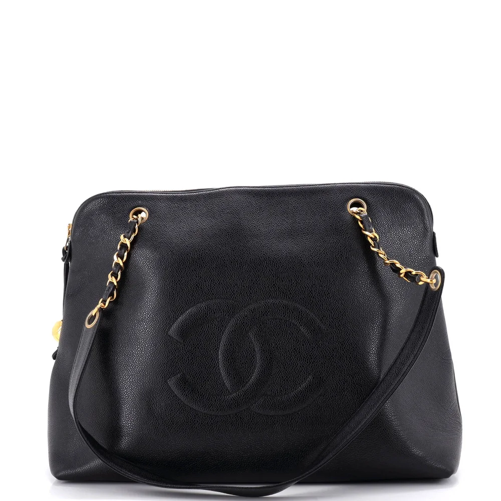 Vintage Timeless Zip Tote Caviar Large