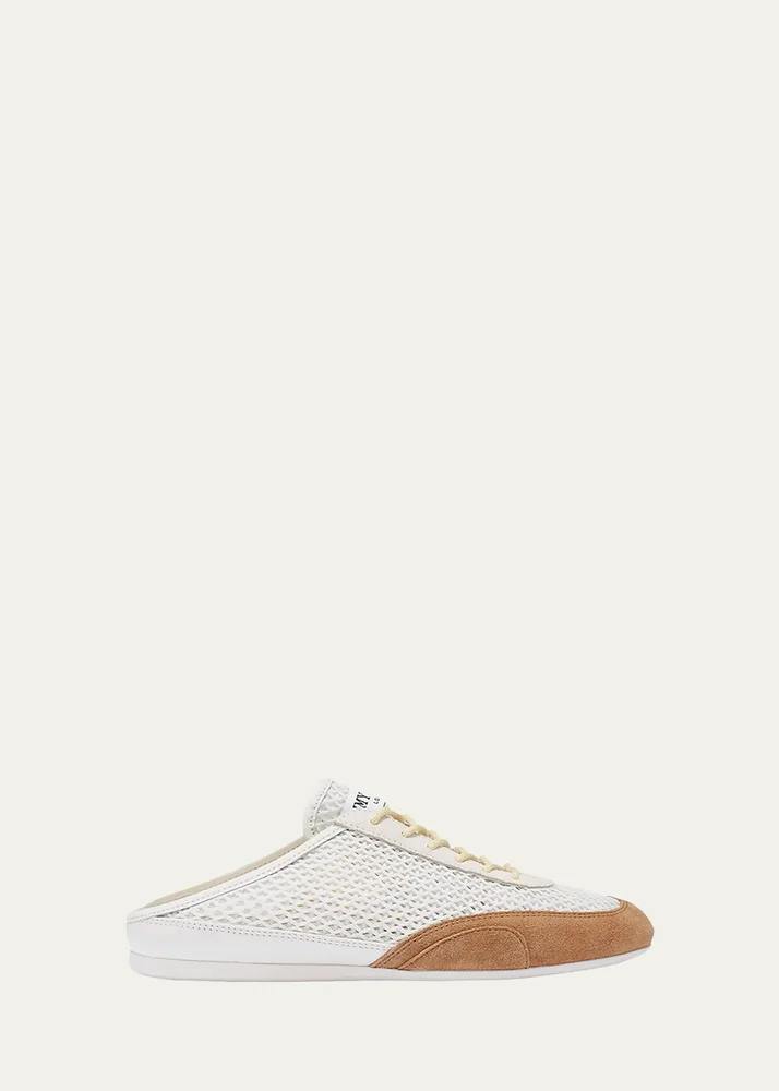 Sunny Woven Mixed Leather Sneaker Mules